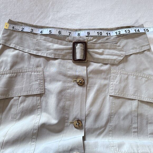Anthropologie Burning Torch 30" waist Button Belted A Line Skirt Beige sz 2‎ - Picture 3 of 8